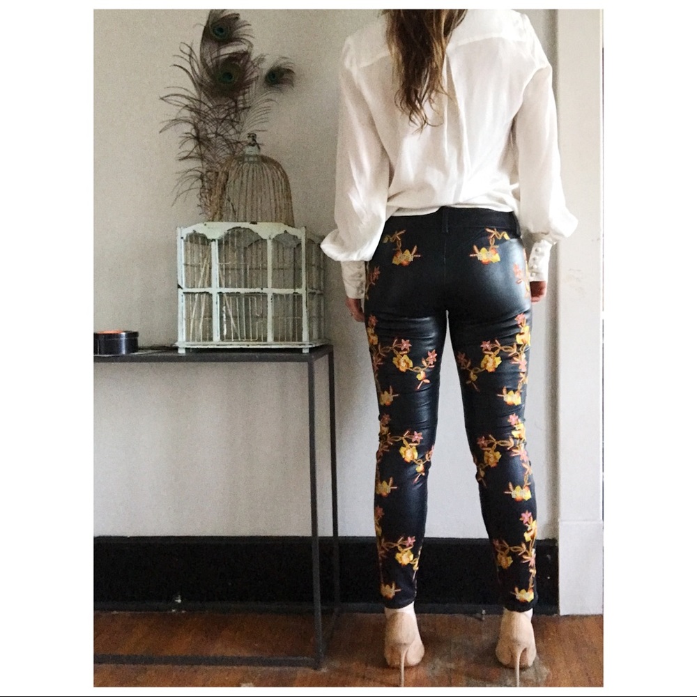 nasty gal embroidered faux leather pants - Picture 4 of 8
